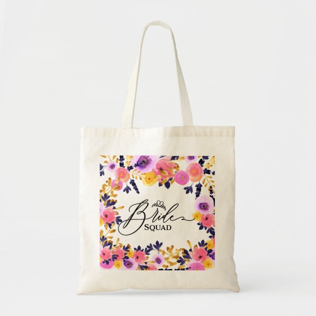 Bolsa Tote Buquê Floral - Quadrado Bride (Frente)