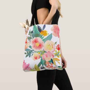 Bolsa Tote Buquê PixDezines Floral/Watercolor/Primavera