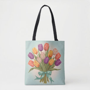 Bolsa Tote buquê primavera tulipas