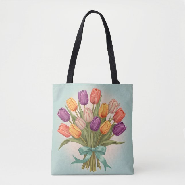 Bolsa Tote buquê primavera tulipas (Frente)
