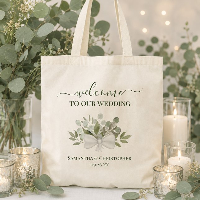 Bolsa Tote Buquê Rústico de Eucalipto Elegante Boas-Vindas de (Criador carregado)