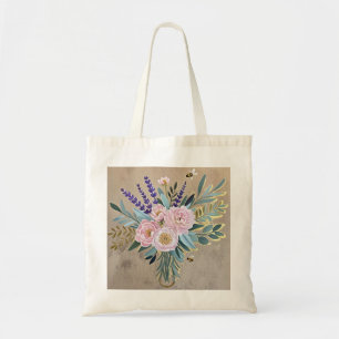 Bolsa Tote Buquês flores lavandas Flores russas
