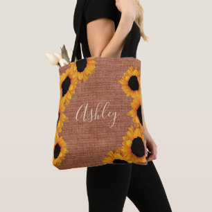 Bolsa Tote Burcolo Radial de Girassol Personalizado