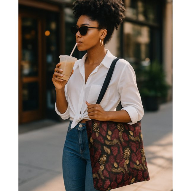 Bolsa Tote Burgundy do Monograma Selvagem e Dourado (Criador carregado)