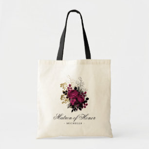 Bolsa Tote Burgundy - Marsala e Dourado Floral Matrona de Hon