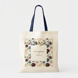 Bolsa Tote Burgundy Naval Padrão Floral Festa de Noiva Person