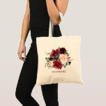 Bolsa Tote Burgundy Red Marinho Floral Boho Tote saco<br><div class="desc">Burgundy Red Marinho Floral Rustic Boho Casado na bolsa. Perfeito para um casamento outono. O design apresenta um buquê espantoso de burgundy / Marsala, pêssego, flores marinhos com folhas correspondentes. Por favor, encontre mais designs e variações na minha loja de "blisswedingpaperie". E sinta-se à vontade para contactar-me para quaisquer pedidos...</div>