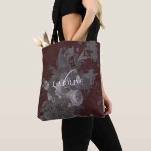 Bolsa Tote Burgundy Vintage Floral Still Life Na moda