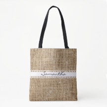 Burlap e Lacey Ribbon Design Tob Bag