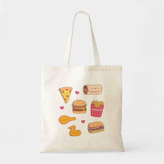 Bolsa Tote Burrito Bonito Pizza Sandwich Burger Fries Comida (Frente)