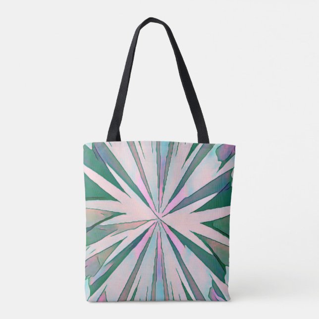 Bolsa Tote Burst de cor verde, púrpura e azul abstrato (Verso)