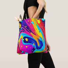 Bolsa Tote Burst de Cores de Fluxo Vibrantes
