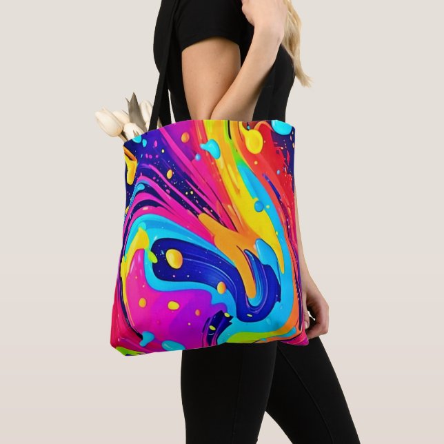 Bolsa Tote Burst de Cores de Fluxo Vibrantes (Close Up)
