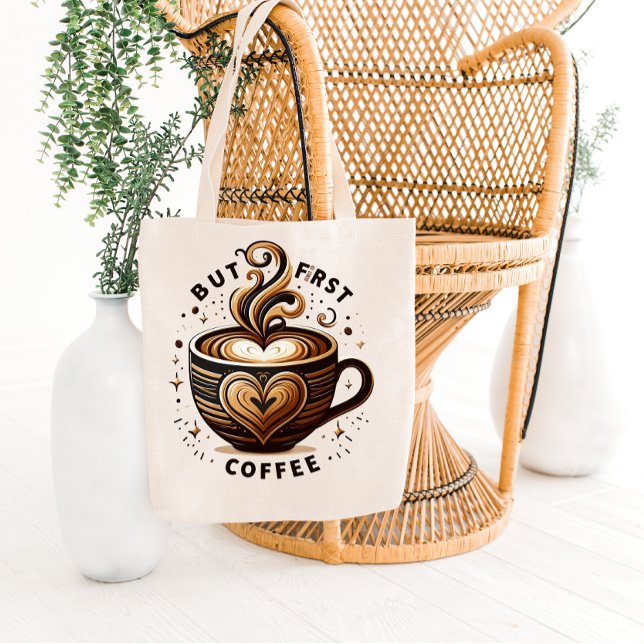 Bolsa Tote But First Coffee – Swirl & Sparkle Tote (Criador carregado)