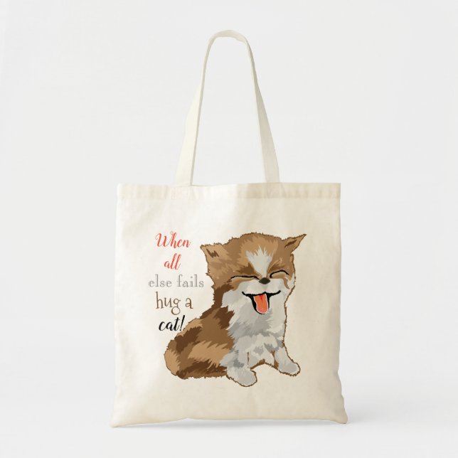 Bolsa Tote Bute Tote Bag "Abraçar um gato" (Frente)