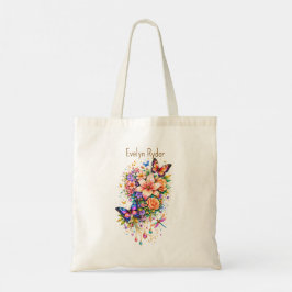 Bolsa Tote Butterfly Floral – Elegant Gold Accent – (Custom)