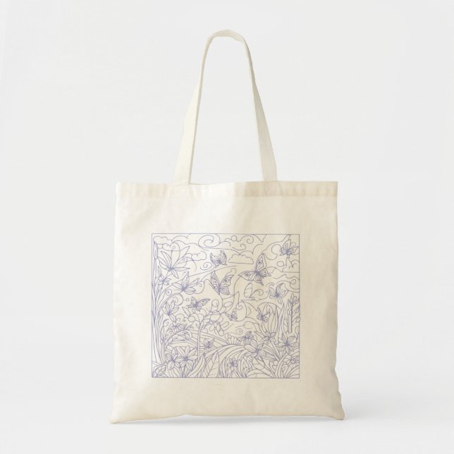 Bolsa Tote Butterfly Garden Blue (Frente)