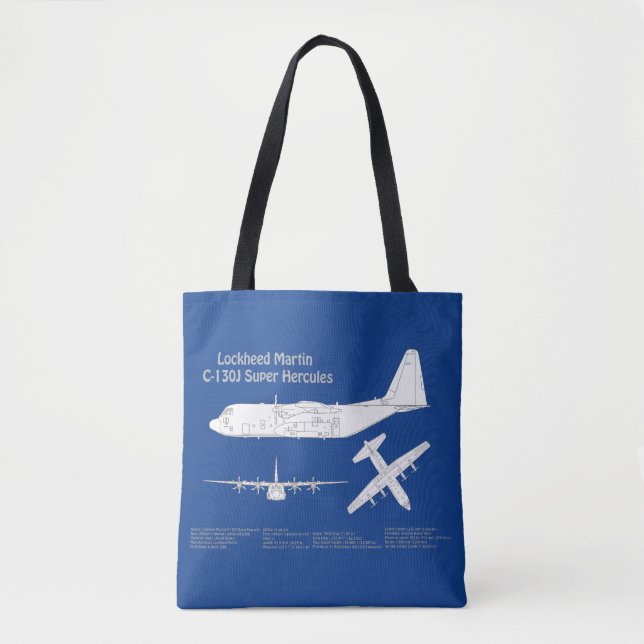 Bolsa Tote C-130 Hércules - Planos de Impressão Blueprint de  (Frente)