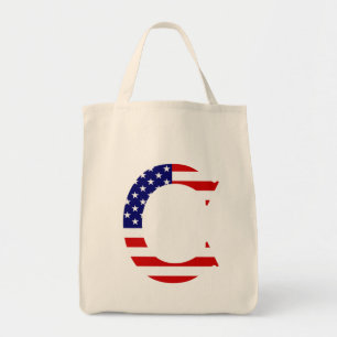 Bolsa Tote C Monograma sobreposto ao gtcnt Flag dos EUA