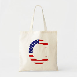 Bolsa Tote C Monograma sobreposto no btcnt Flag EUA