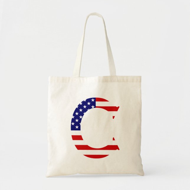 Bolsa Tote C Monograma sobreposto no btcnt Flag EUA (Frente)