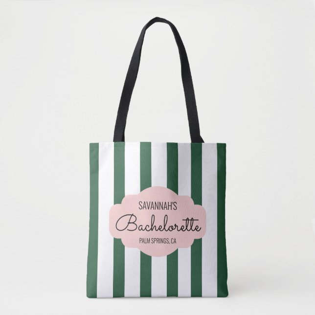 Bolsa Tote Cabana meio século Stripes Bachelorette/Bridesmaid (Frente)