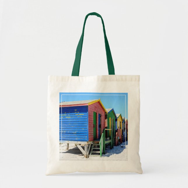 Bolsa Tote Cabanas coloridas da praia (Frente)