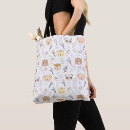 Bolsa Tote Cabeça Animal Adorável E Padrão Floral