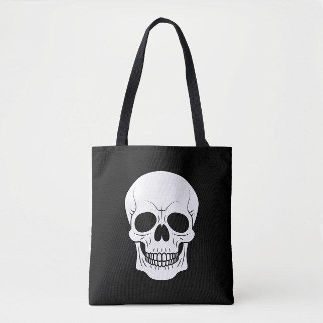 Bolsa Tote Cabeça Branca E Negra Maldita Halloween (Frente)