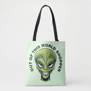 Bolsa Tote Cabeça de Alienígena Verde