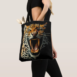 Bolsa Tote Cabeça de ataque com picos-leopardo