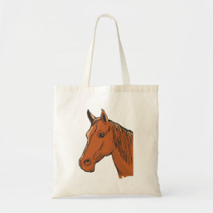 Bolsa Tote Cabeça de Cavalo Fazenda Animal Marrom