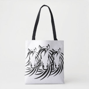Bolsa Tote Cabeça de Cavalo Negro Branca