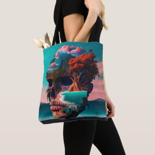 Bolsa Tote Cabeça de crânio colorida