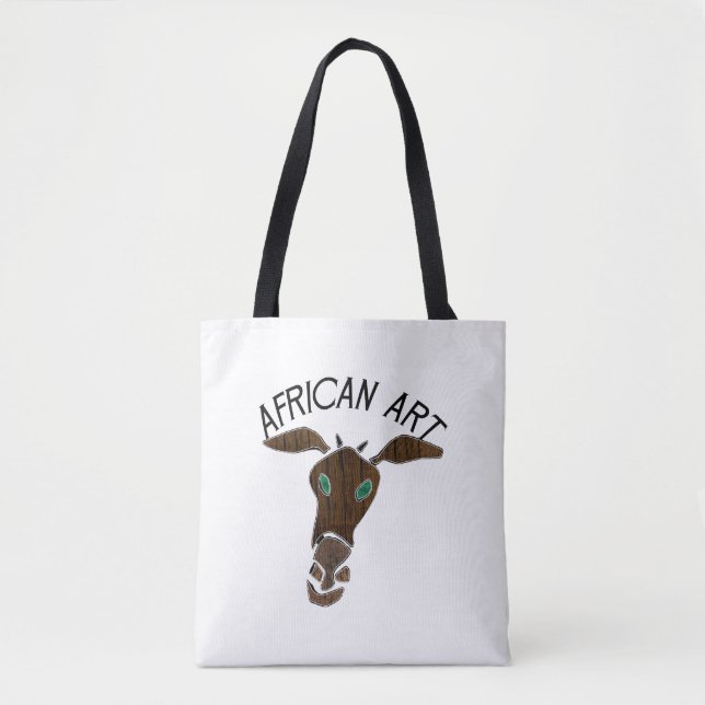 Bolsa Tote Cabeça de Girafa de Arte Africana (Frente)