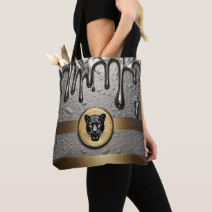 Bolsa Tote Cabeça de pantera preta com estilo de gotejamento