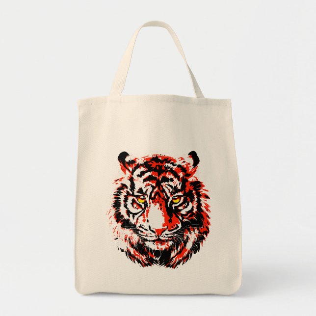 Bolsa Tote Cabeça de Tigre Vermelho - Saco de Tote de Tigre (Frente)