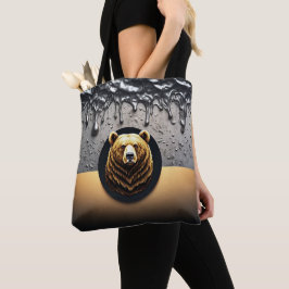 Bolsa Tote Cabeça de Urso Dourado Com Metal Derramando 🐻