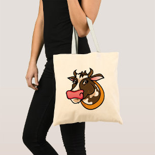 Bolsa Tote Cabeça de Vaca Marrom Jovial com Nariz Rosa