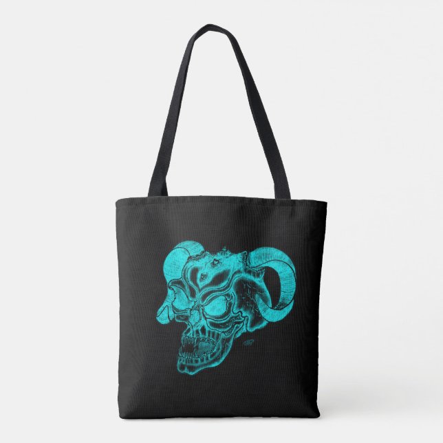 Bolsa Tote Cabeça do Demônio Negro e Design Verde (Verso)