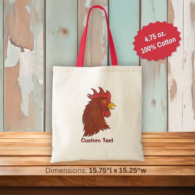 Bolsa Tote Cabeça do Galo Vermelho (Criador carregado)