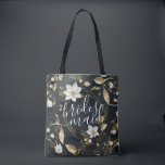 Bolsa Tote Cabeças Douradas Florais Brancas Negras<br><div class="desc">Modelos de Tote Bag de Casamento de Bridesmaid - Branco Negro Elegante e Dourada Frota Floral. Estas Designs Podem Ser Personalizadas Para A Sua Ocasião Especial E Seriam Perfeitas Para O Seu Casamento,  Chá de panela,  Festa de noivado,  Festa de aniversário E Muitas Outras Ocasiões Especiais.</div>