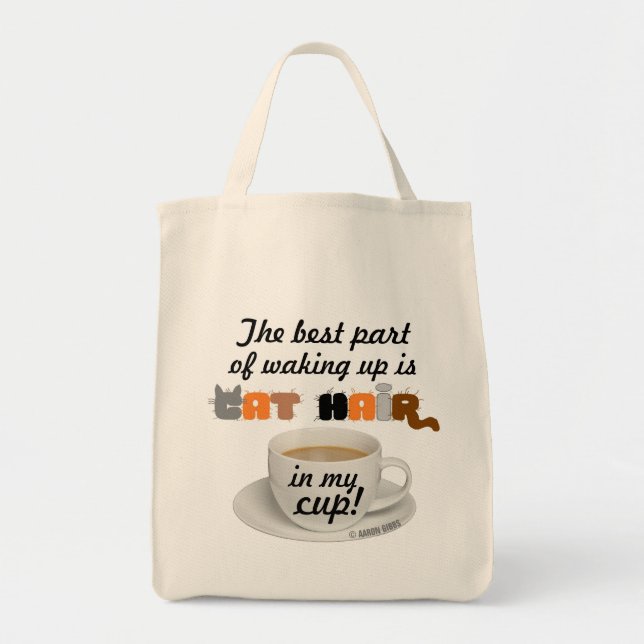 Bolsa Tote Cabelo De Gato Na Minha Taça! Grocería de Gato Hum (Frente)
