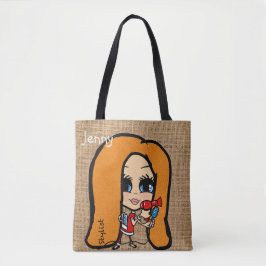 Bolsa Tote Cabelo Personalizado Saco Caricatura Cabeça vermel