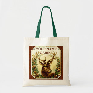 Bolsa Tote Cabine dos cervos personalizada com grão de