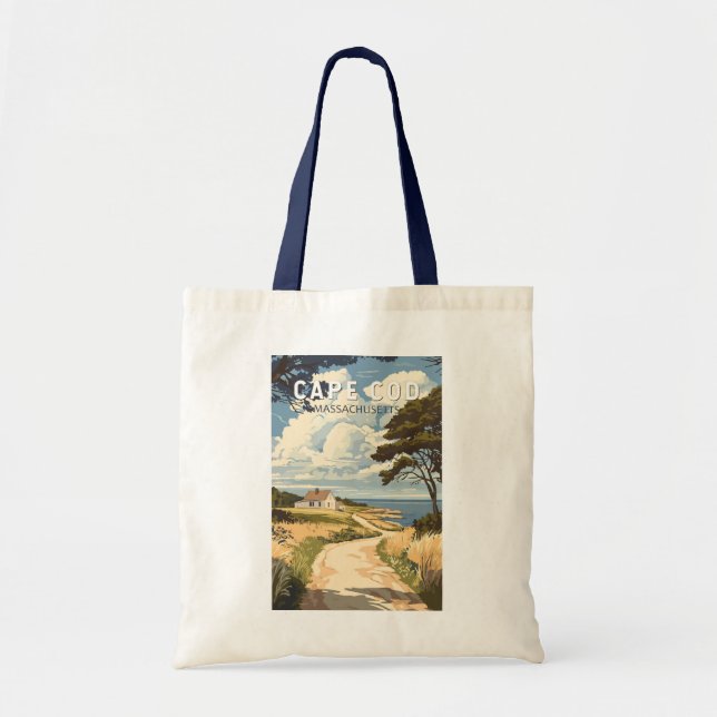 Bolsa Tote Cabo Cod Massachusetts Viagem Arte Vintage (Frente)