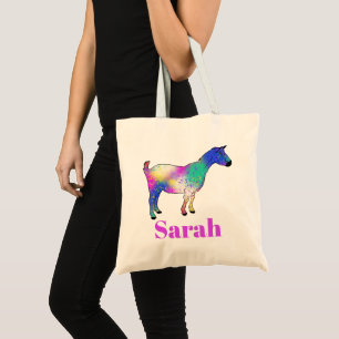 Bolsa Tote Cabra Colorido Fofo Animal de Fazenda Personalizar