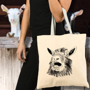 Bolsa Tote Cabra gritando engraçada que tira a arte animal