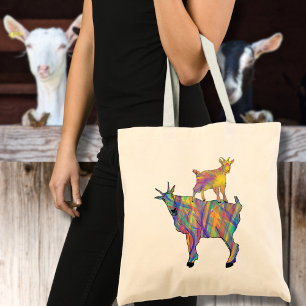 Bolsa Tote Cabras Animais de Fazenda Coloridos e Divertidos