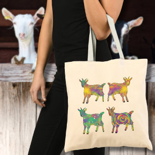 Bolsa Tote Cabras artísticas coloridas que estão no design